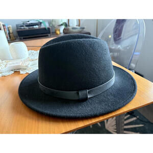 J Crew Wool Leather Fedora Women's M/L